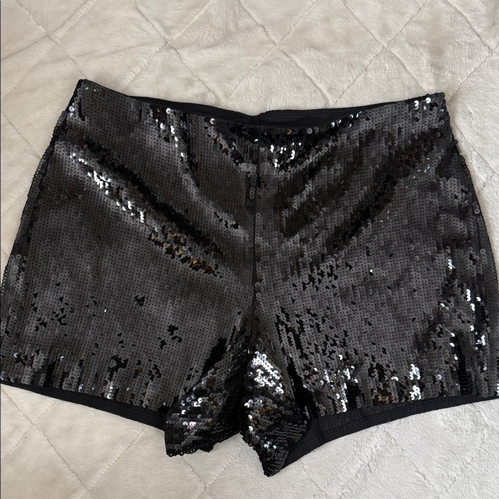 Express Black Sequin High Waist Shorts